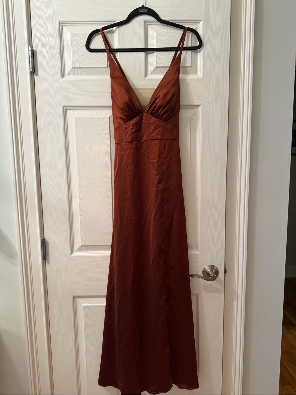 Revelry Rust Satin Slip Dress